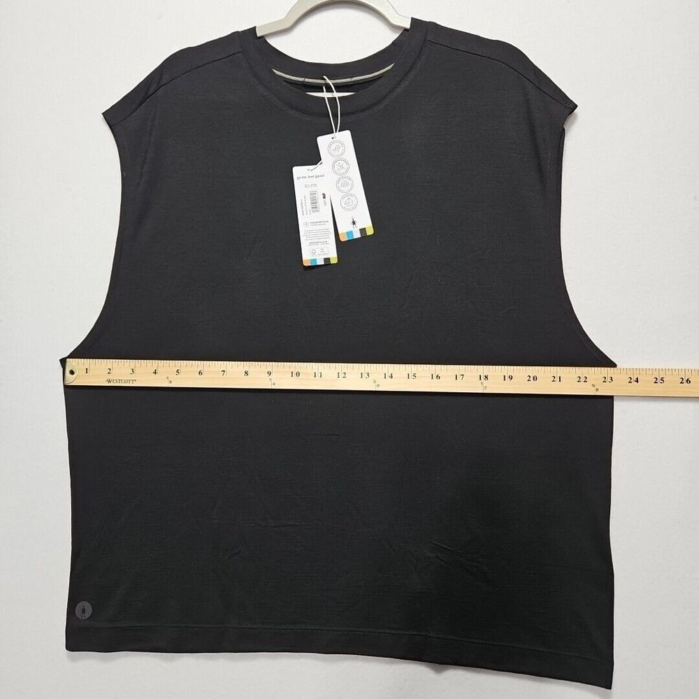 Smartwool Active Muscle Shirt Womens Large Black Sleeveless Crew Quick Dry - Picture 10 of 11
